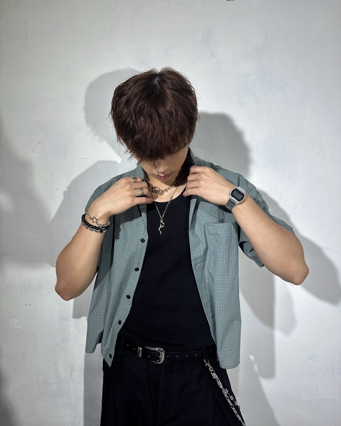 Check crop shirt