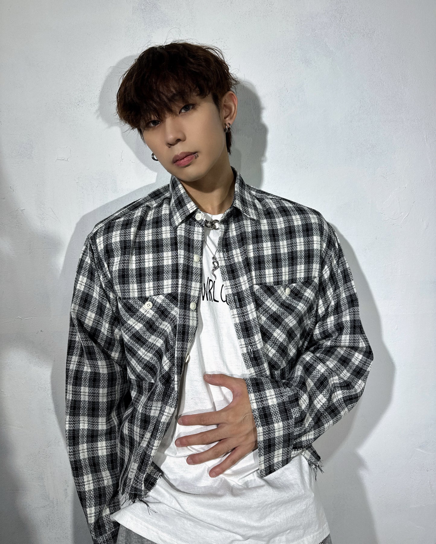 Check crop shirt