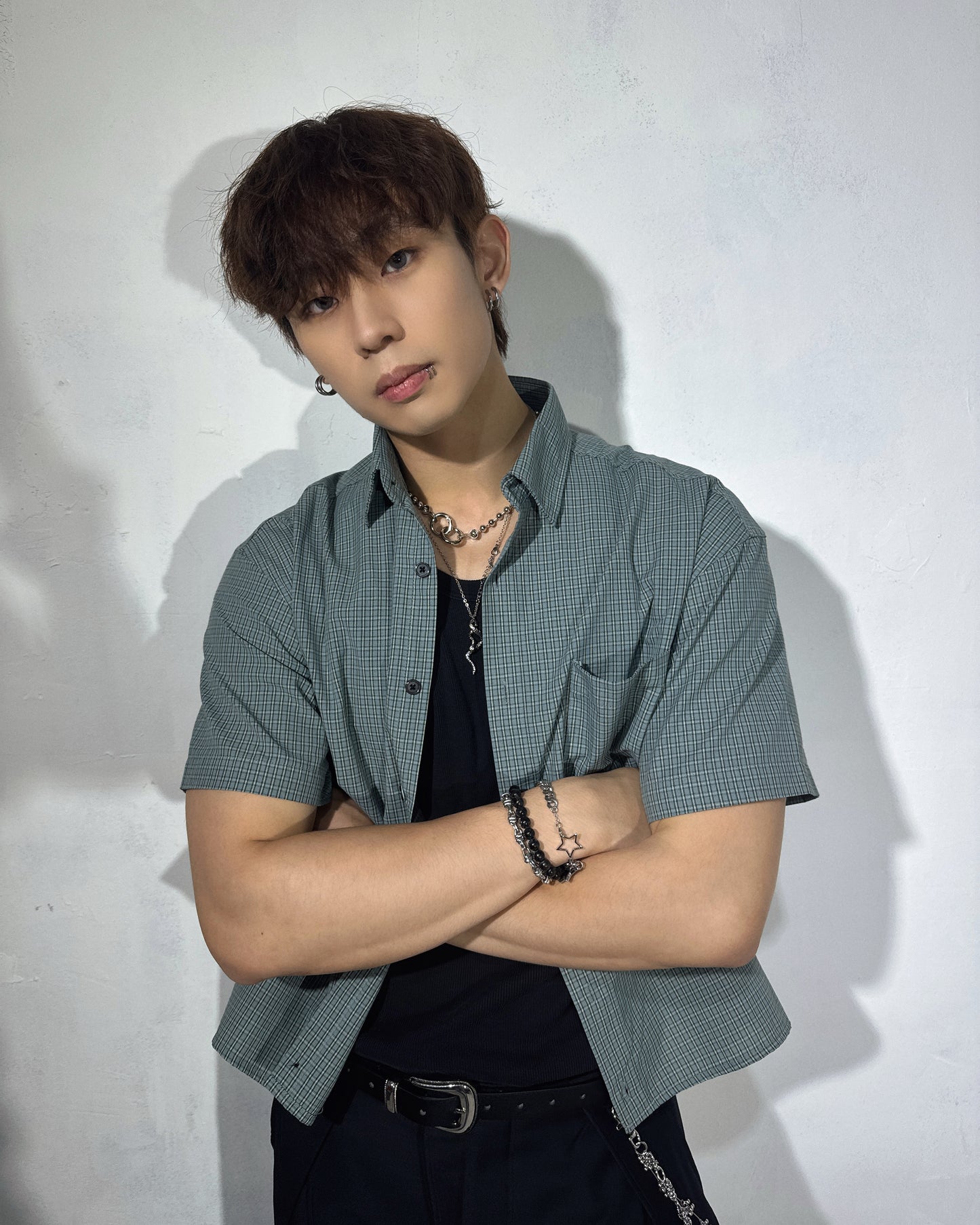 Check crop shirt