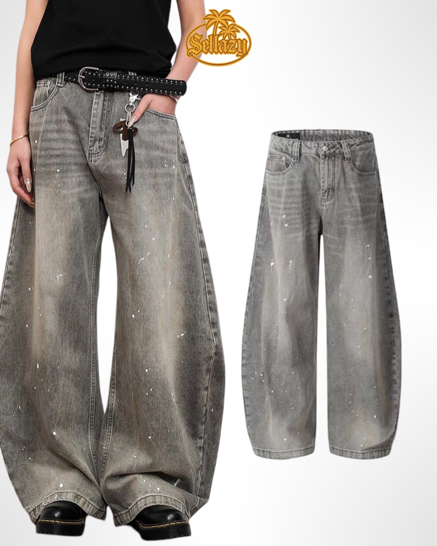 SS26 Curved Line painting Jeans