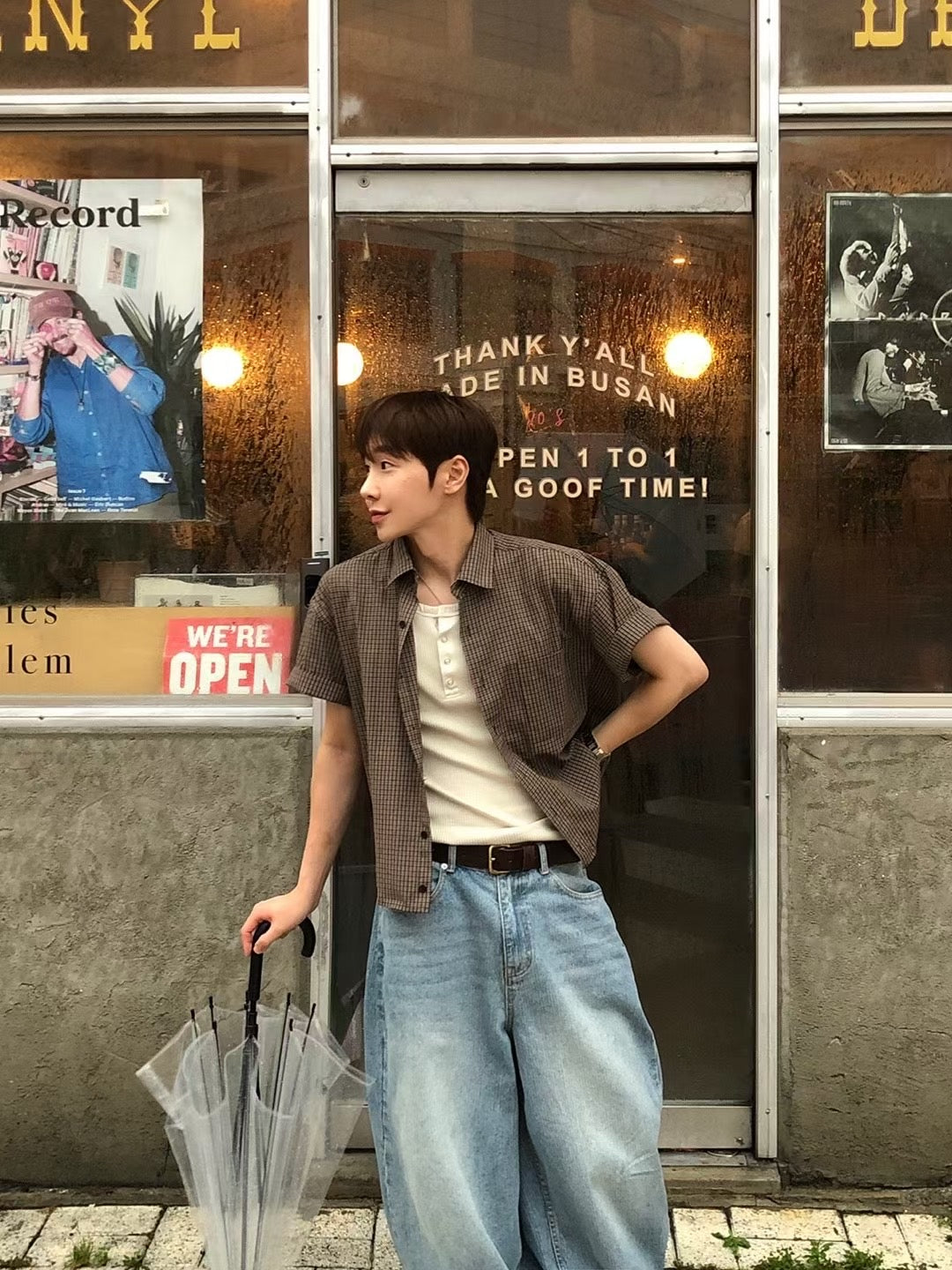 Check crop shirt