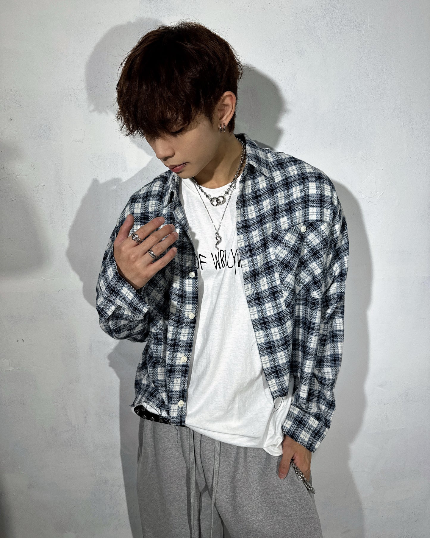 Check crop shirt