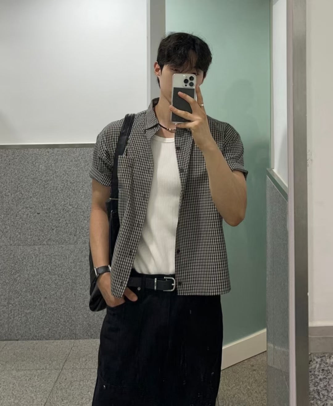 Check crop shirt