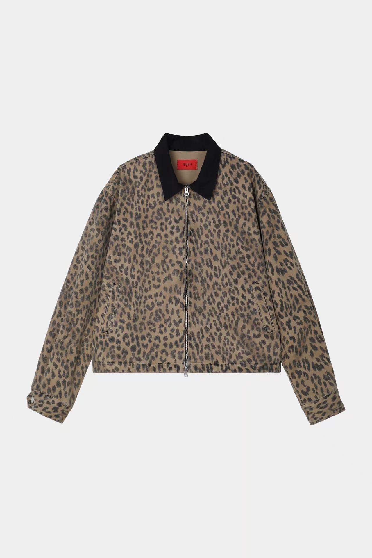 Leopard Print Worker Jacket