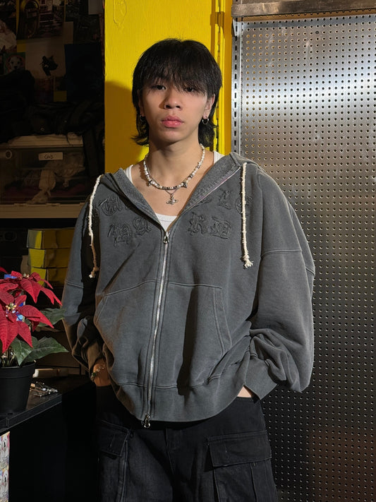 Washed zip up