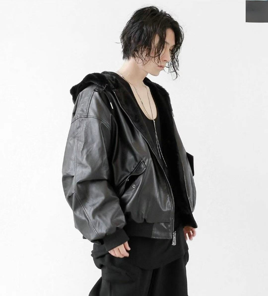 2 Face PVC Leather Jacket