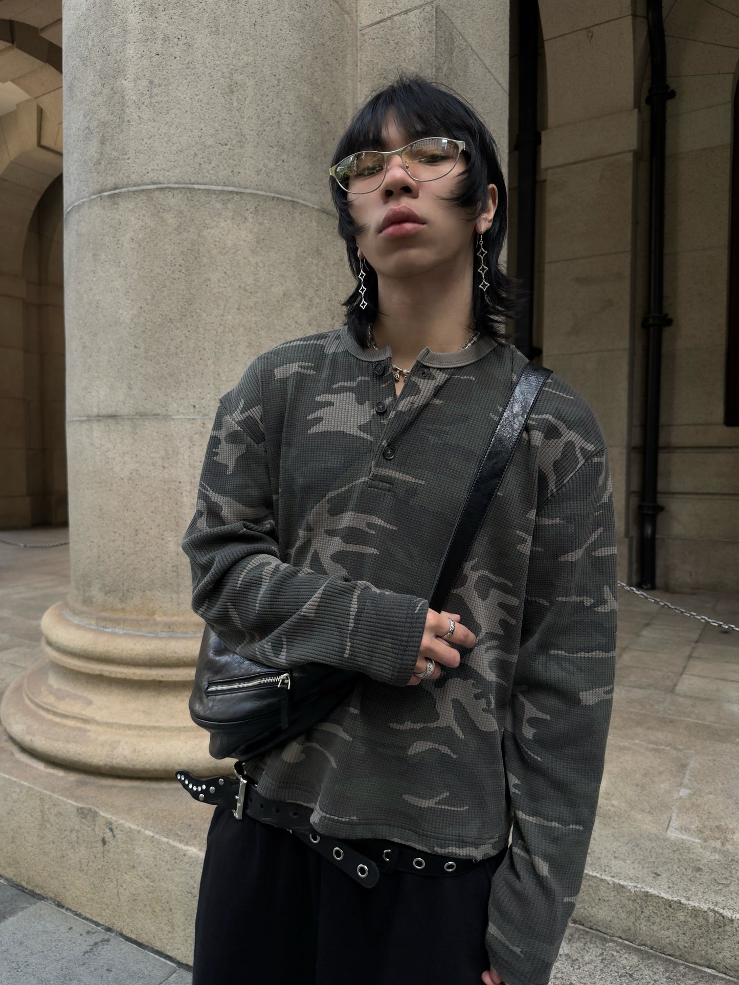 Waffle Camo boxy Long sleeve