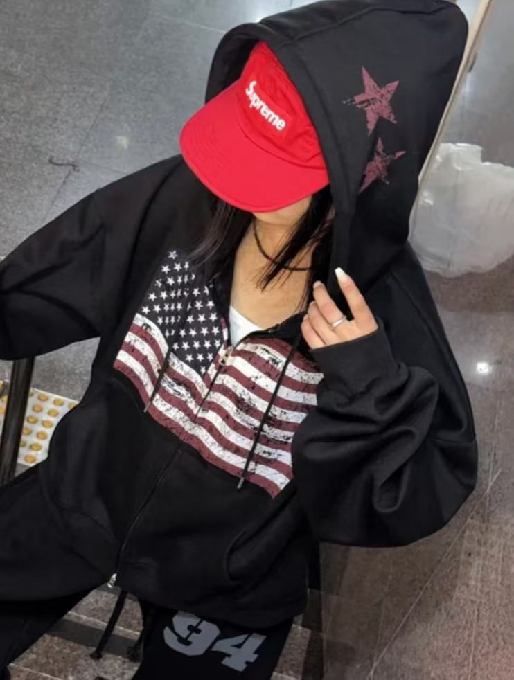Fw26 American Flag Zip Hoodie