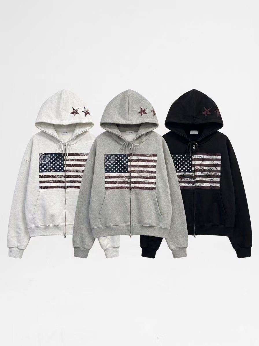Fw26 American Flag Zip Hoodie