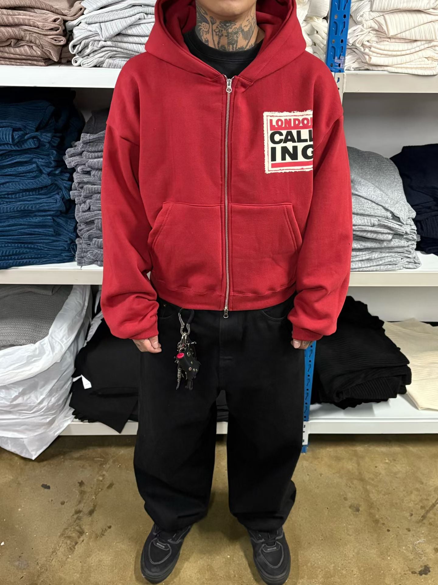 SS26 London Calling Crop Zip Hoodie (no fleece)