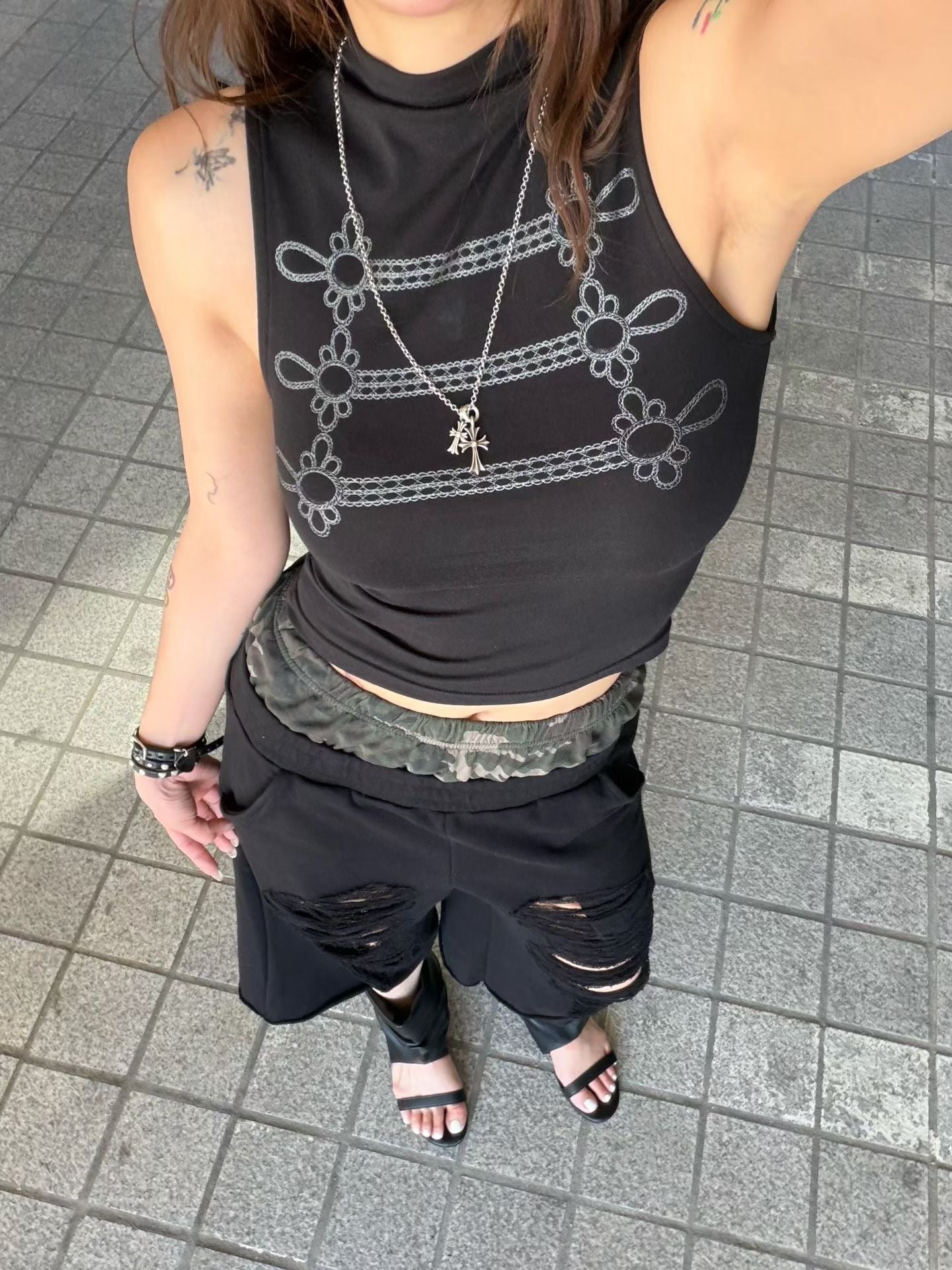 Military Frogging Graphic Tank Top