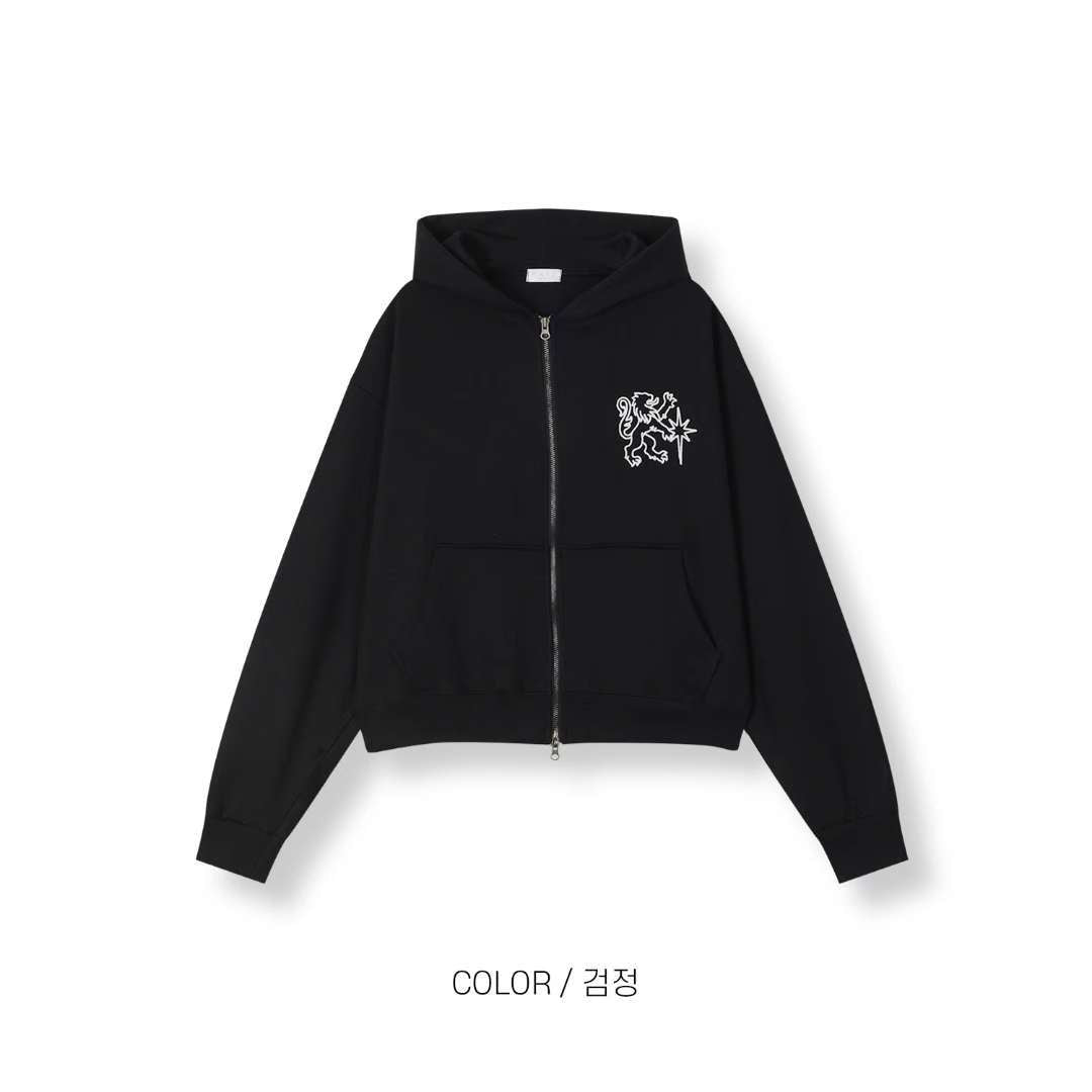 SS26 Emblem Embroidered Boxy Zip Hoodie