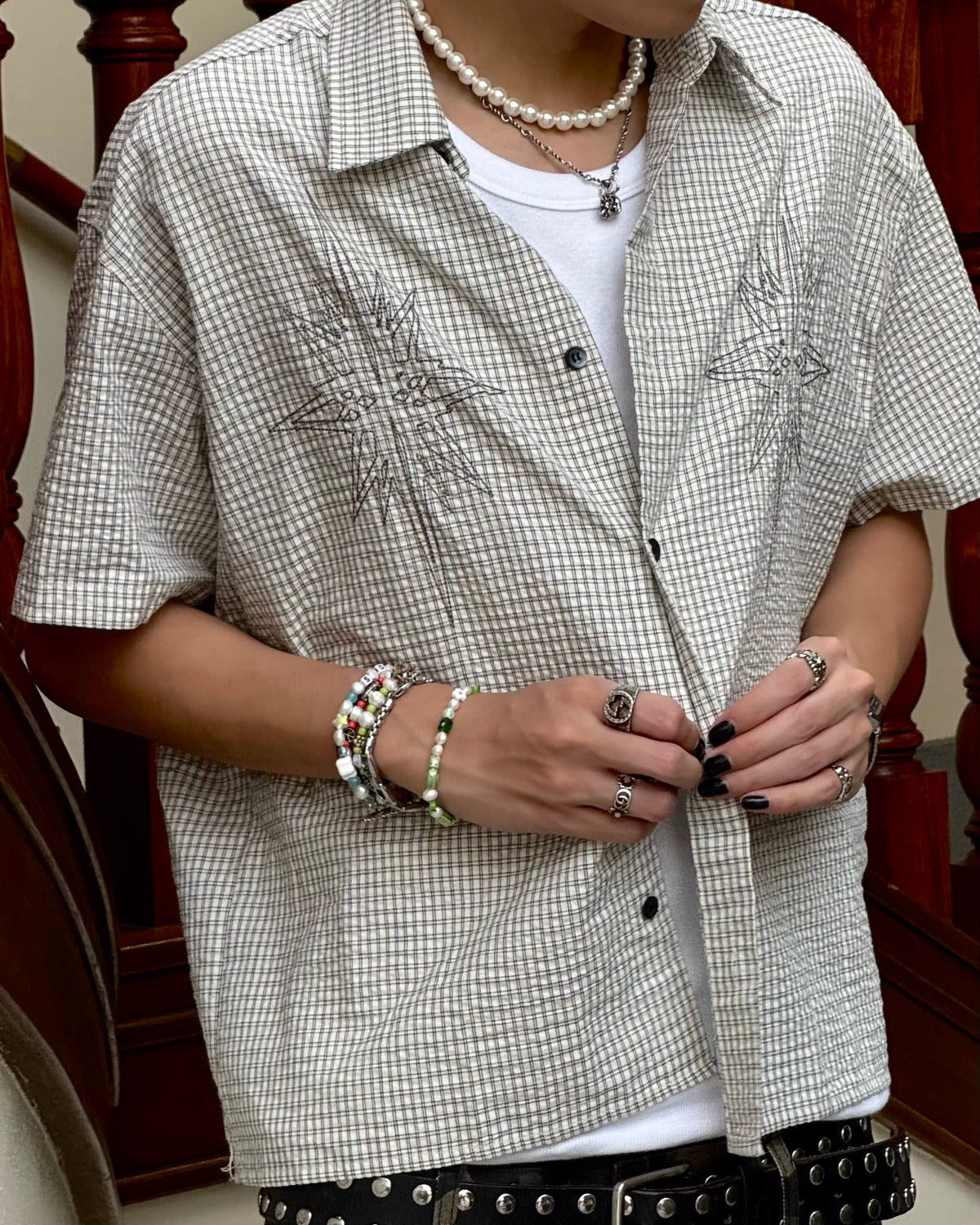 SS26 Geometric Star Embroidered Boxy Shirt