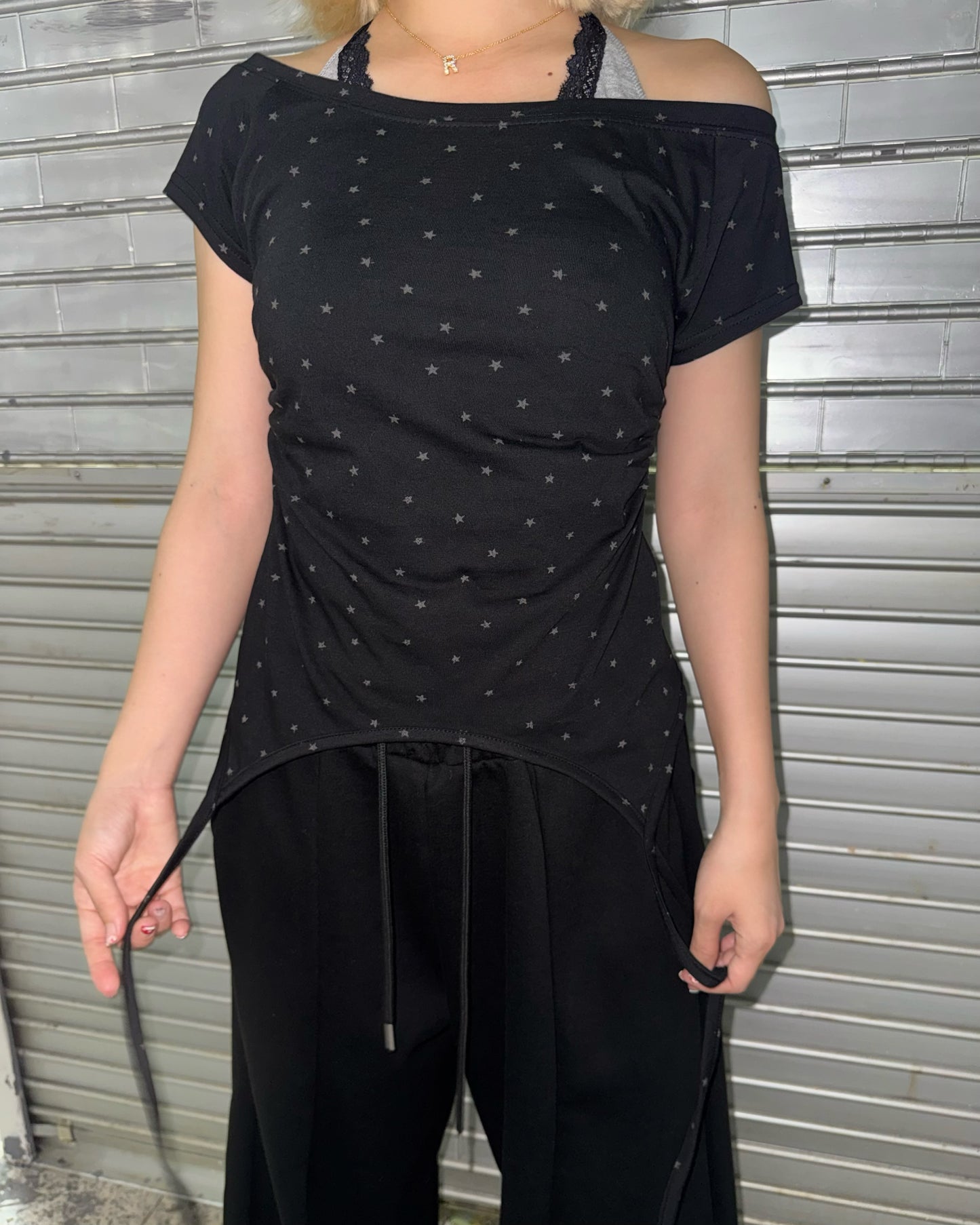 SS26 Star Print Boat Neck Top