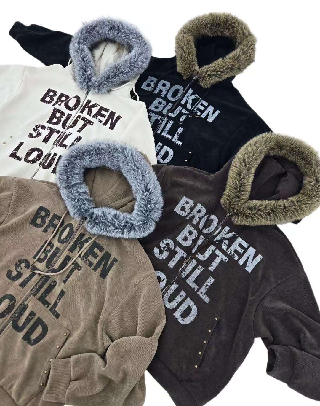 Corduroy Fur Zip Jacket