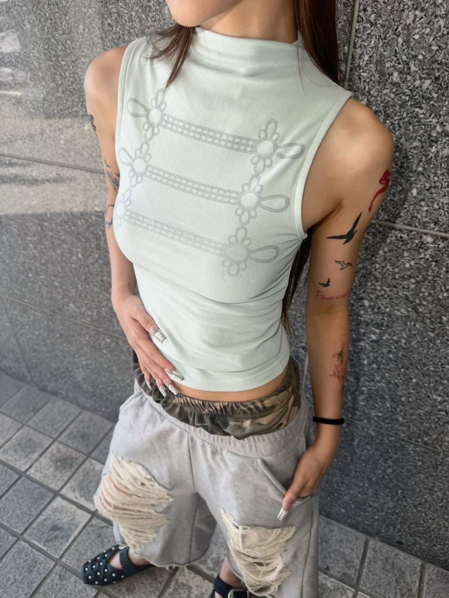 Military Frogging Graphic Tank Top