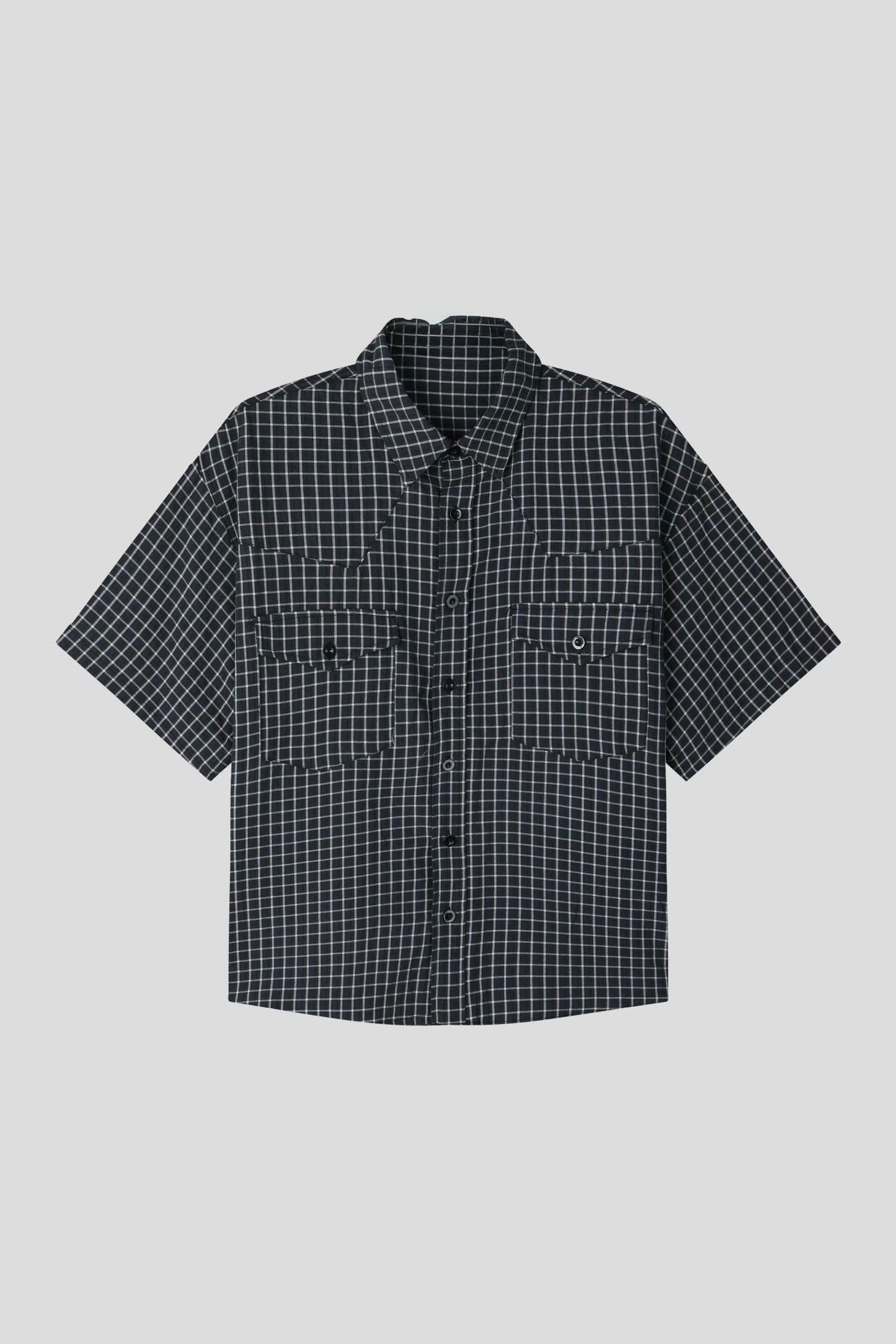 SS26 Double Pocket Checked Boxy Shirt