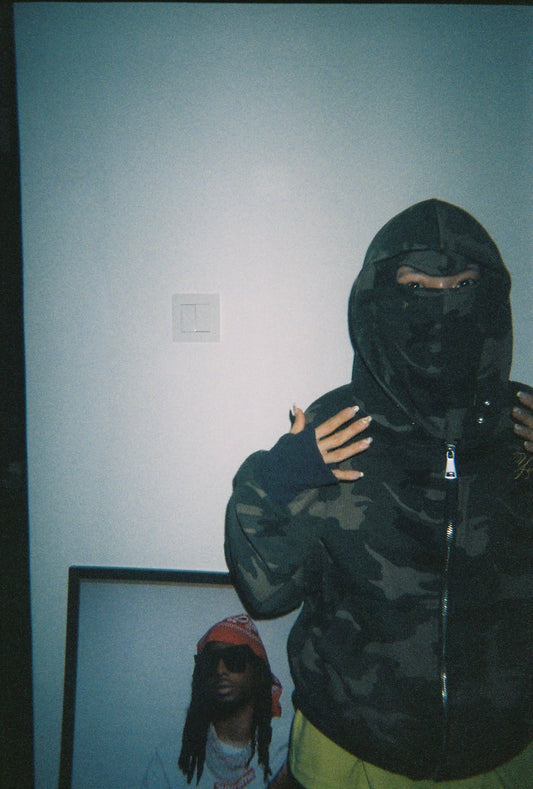 YD44 Waffle Balaclava Zip Hoodie