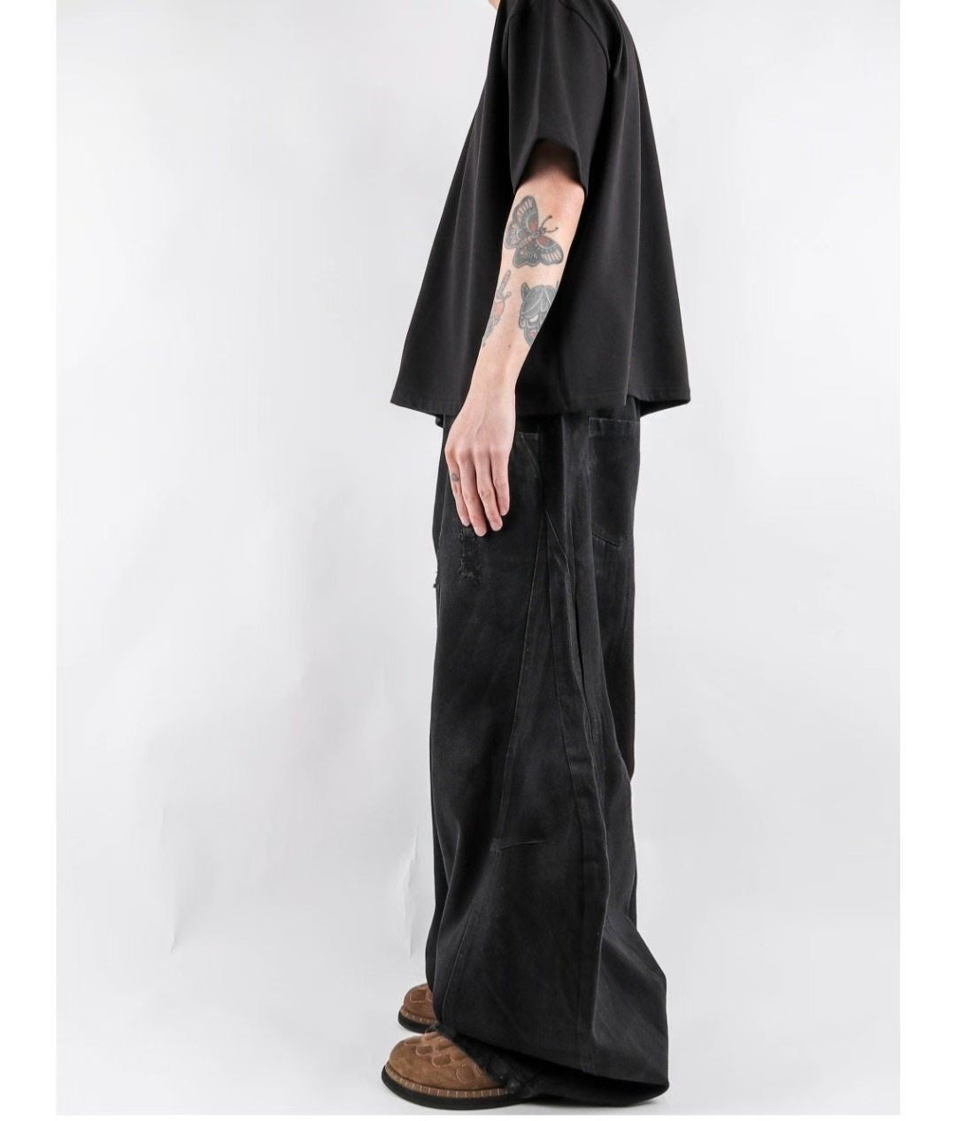 Curved Line waxed Jeans
