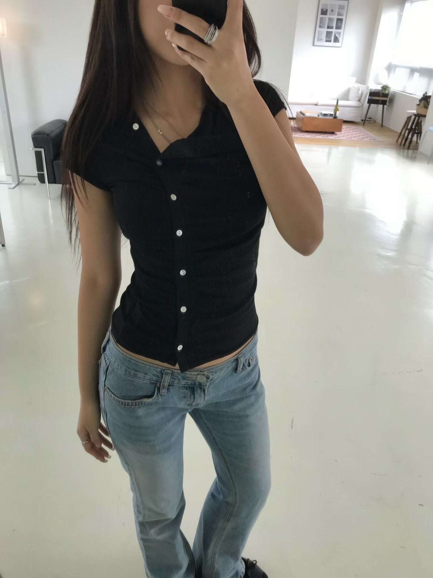 Button Front Fitted Top