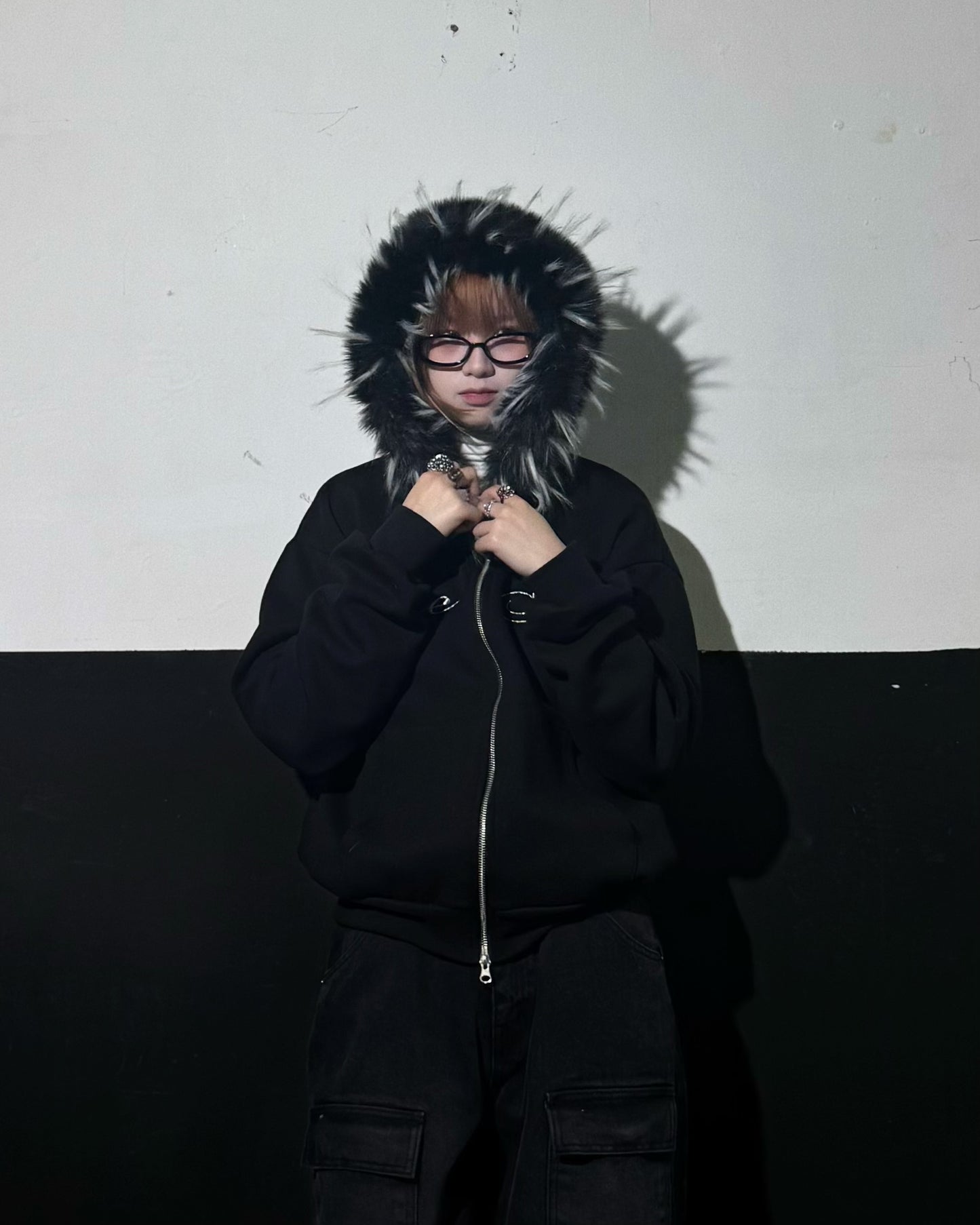 “Bite Me “Fur Zip Hoodie