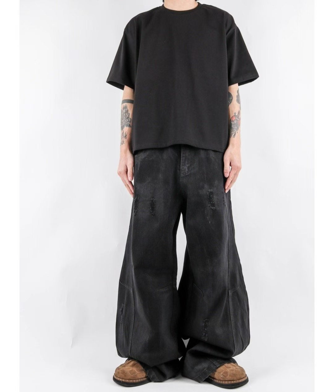 Curved Line waxed Jeans