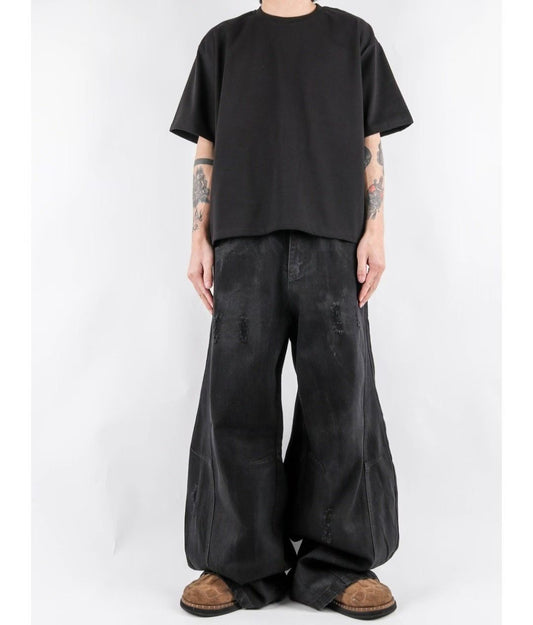 Curved Line waxed Jeans