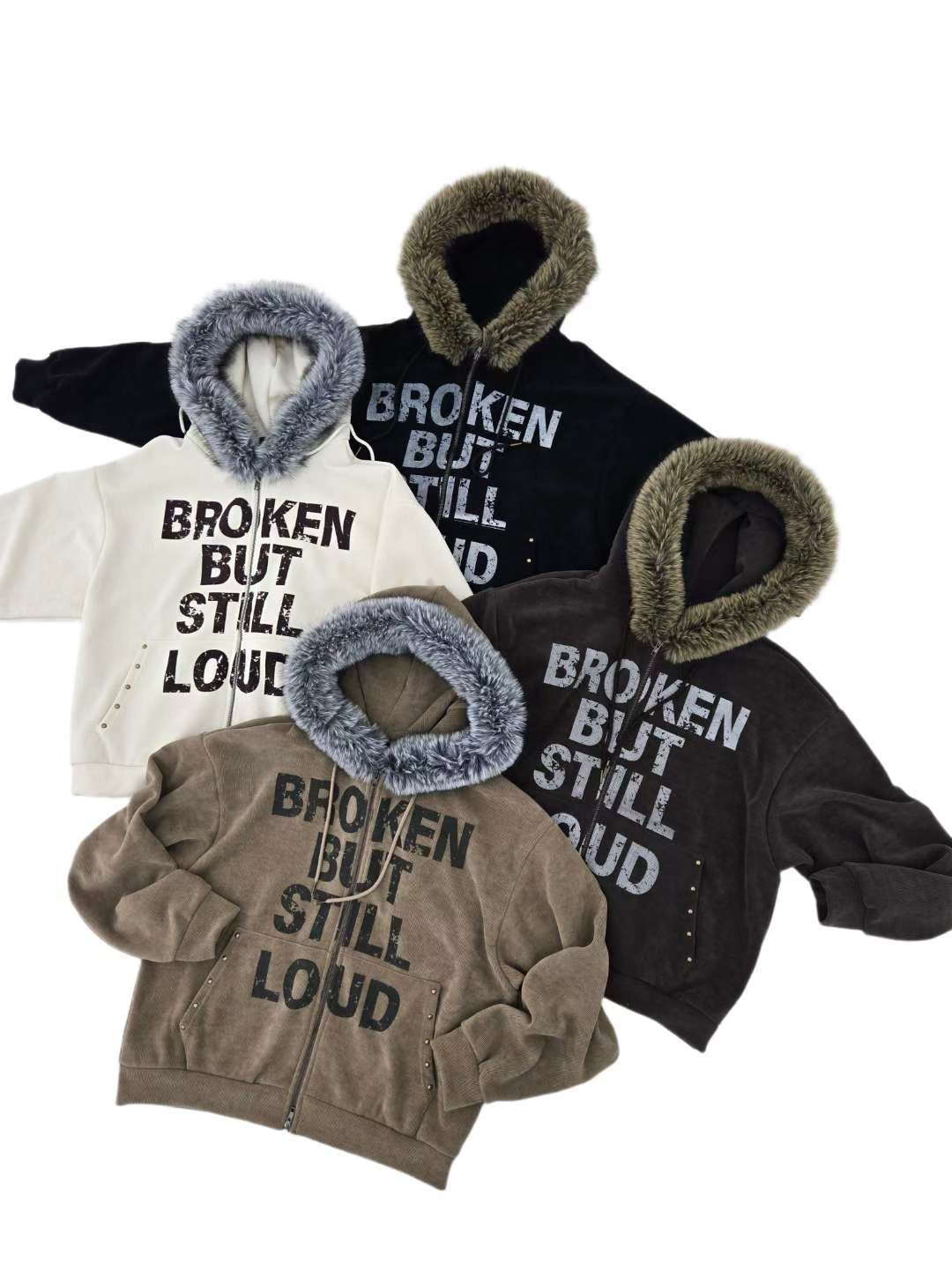 Corduroy Fur Zip Jacket