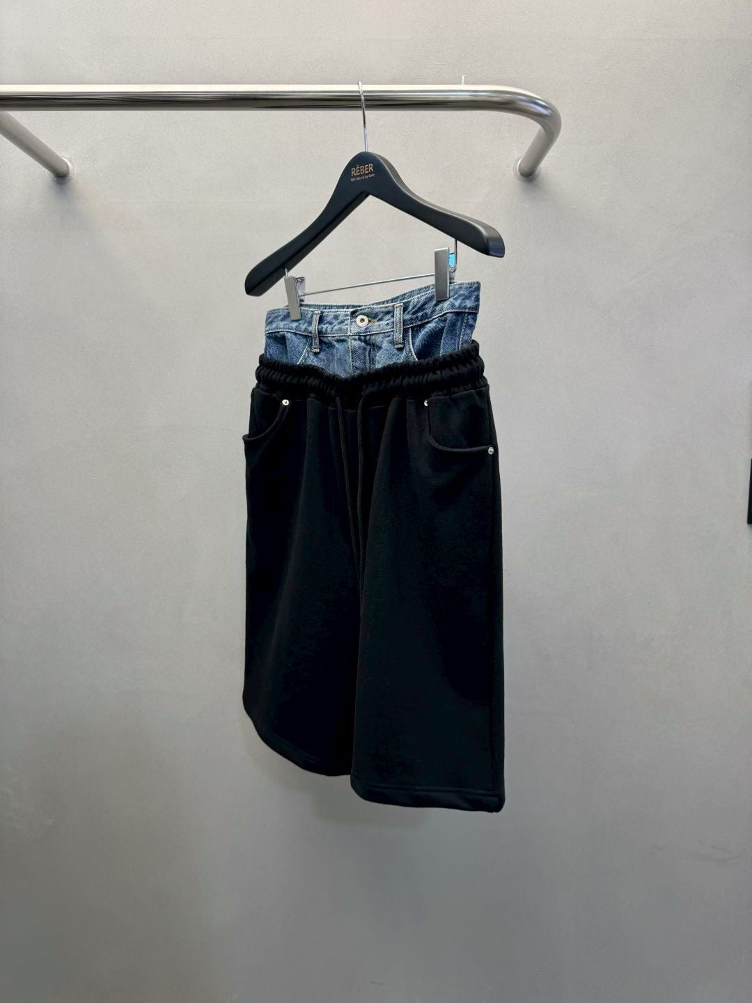 Layered Denim Waistband  Shorts