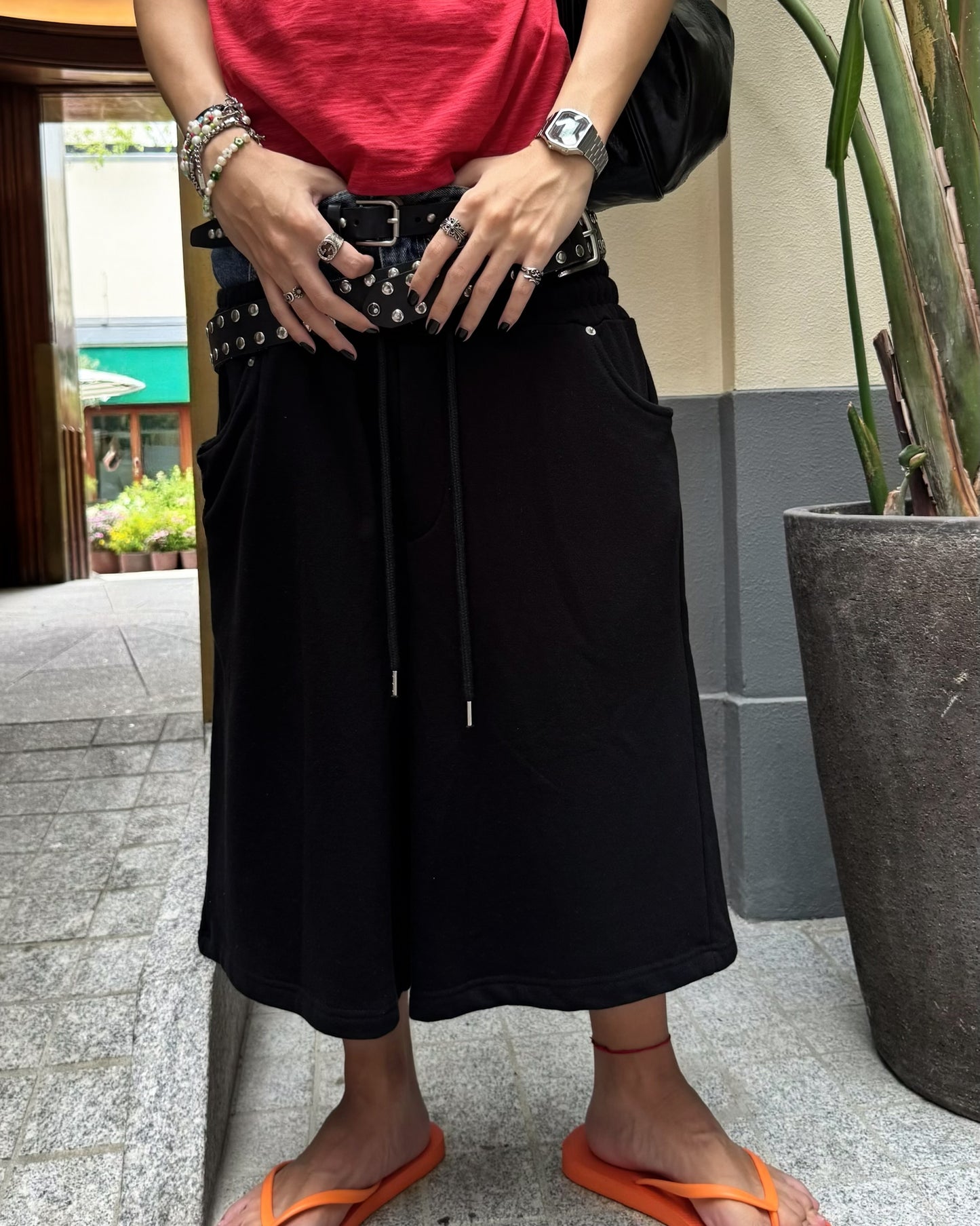 Layered Denim Waistband  Shorts