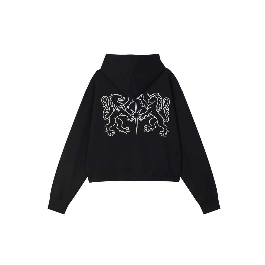 SS26 Emblem Embroidered Boxy Zip Hoodie