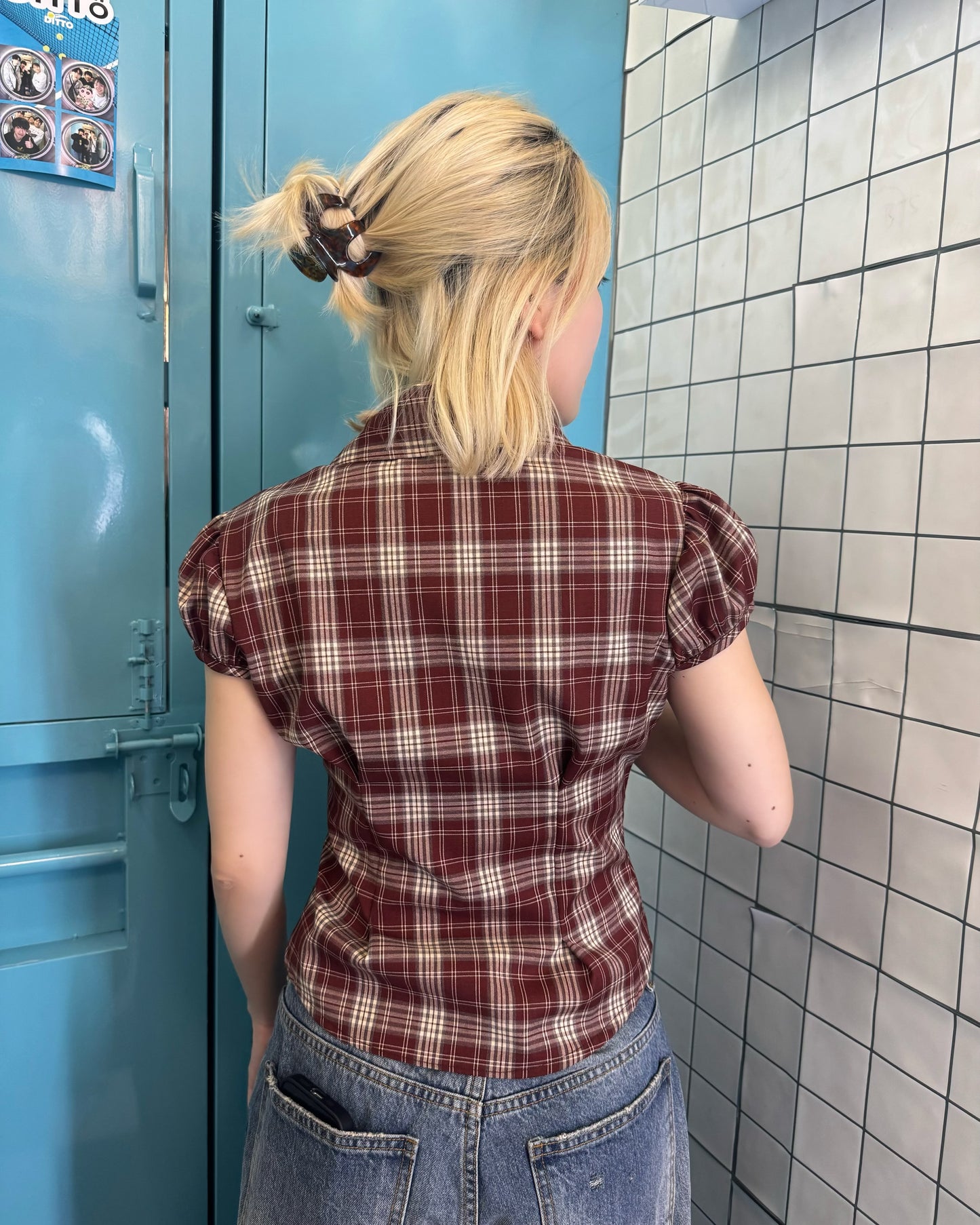 SS26 Retro Checked Puff  Blouse