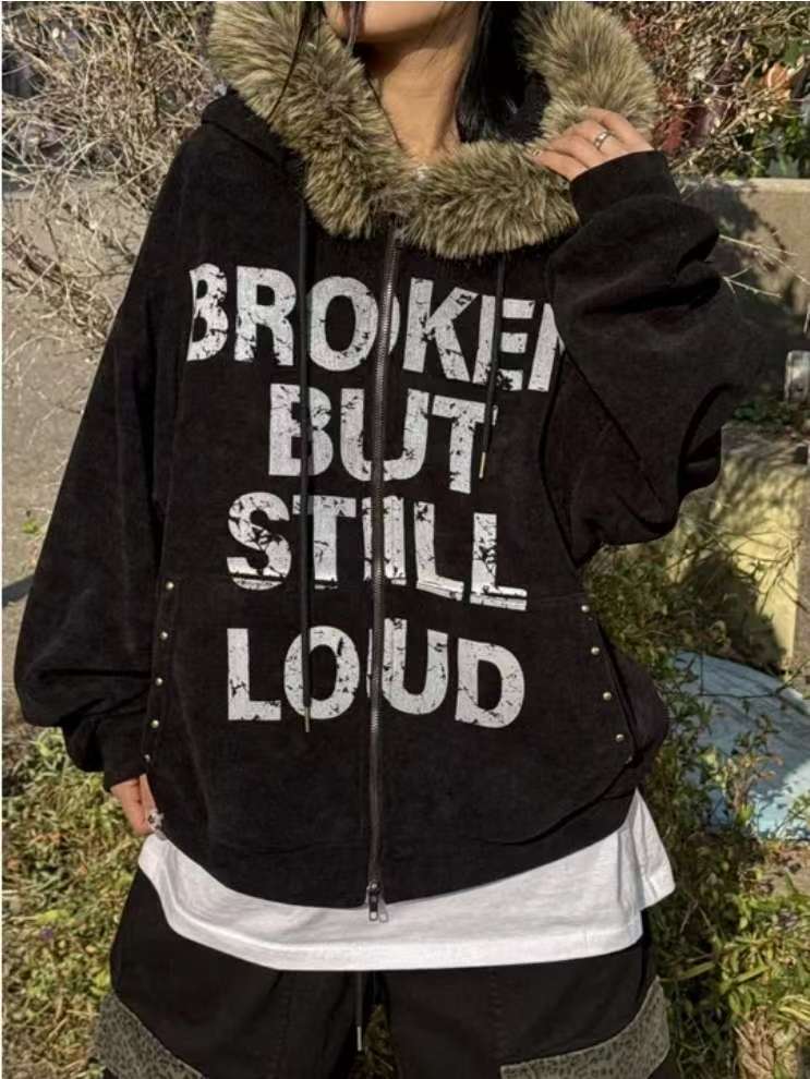 Corduroy Fur Zip Jacket