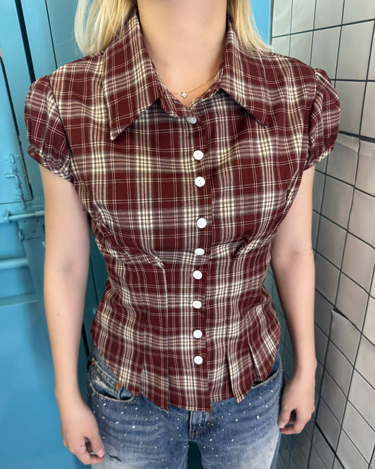 SS26 Retro Checked Puff  Blouse
