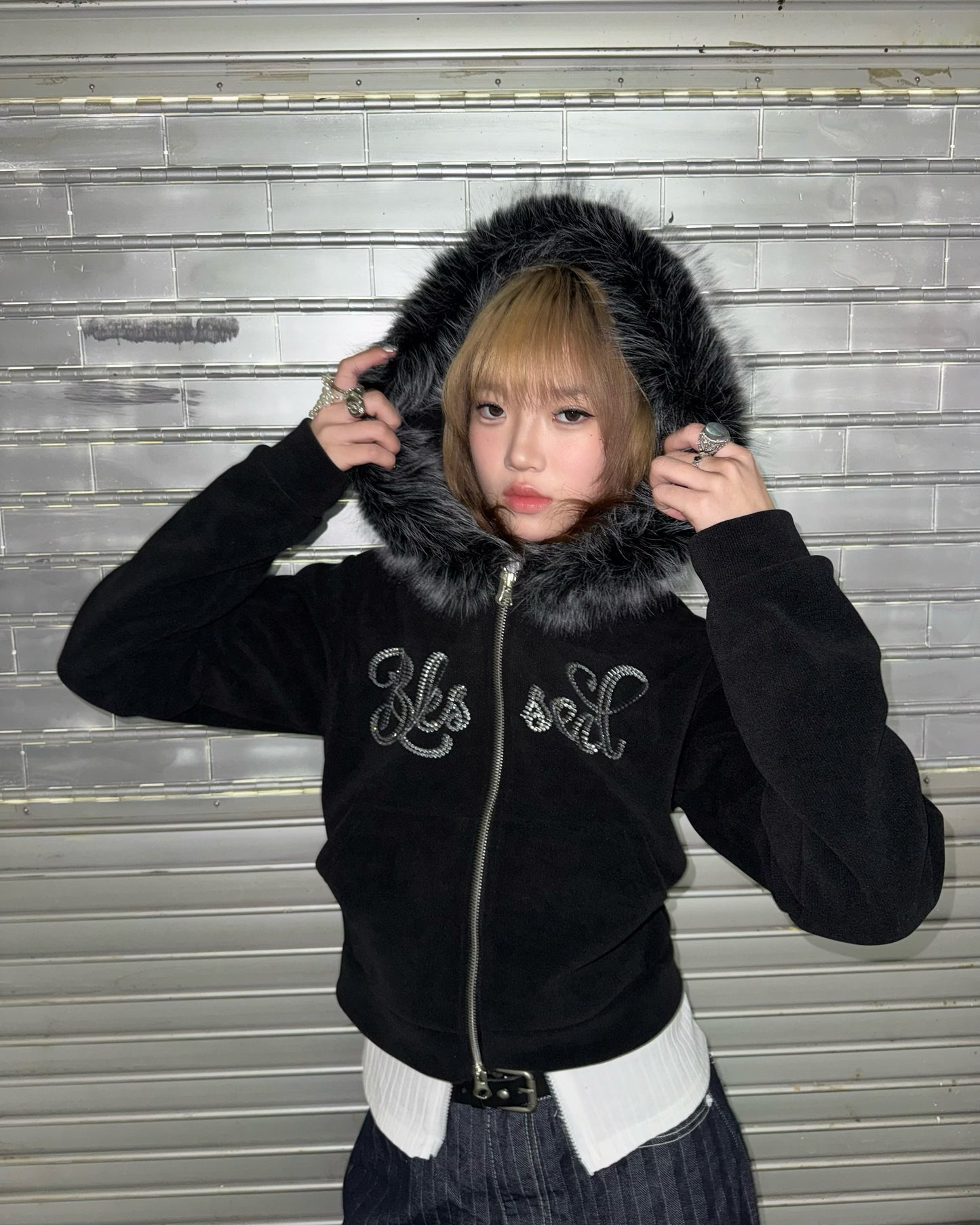 Blessed corduroy Zip Hoodie