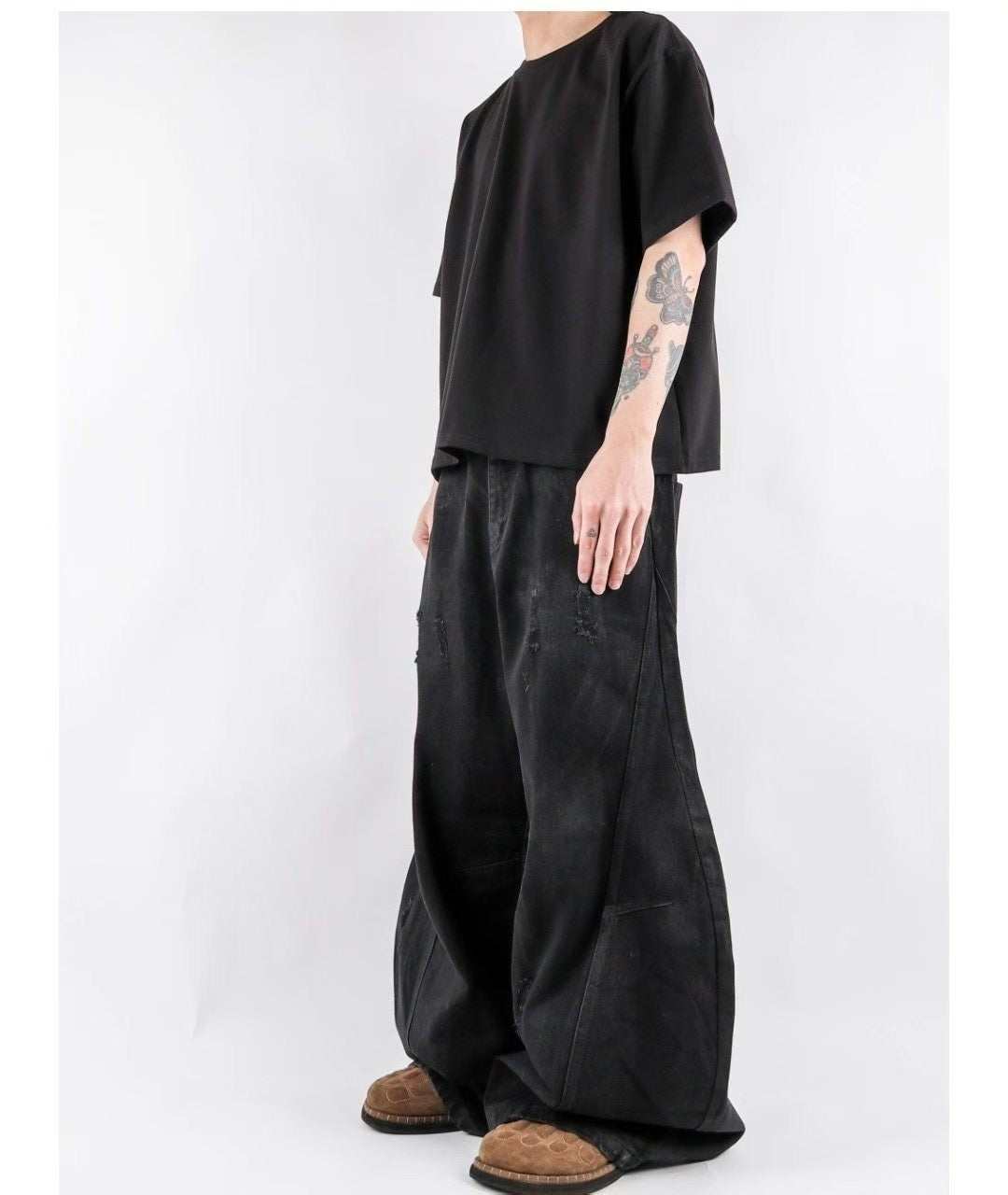 Curved Line waxed Jeans