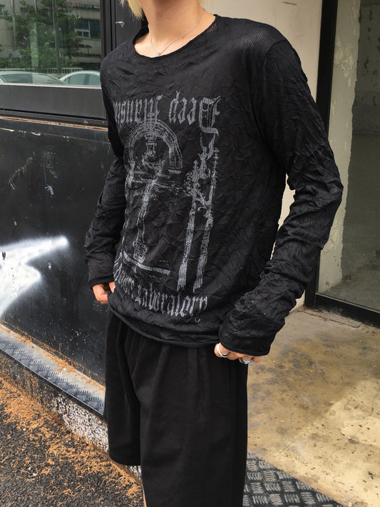 FW 26 Wrinkled Perforated Long Sleeve