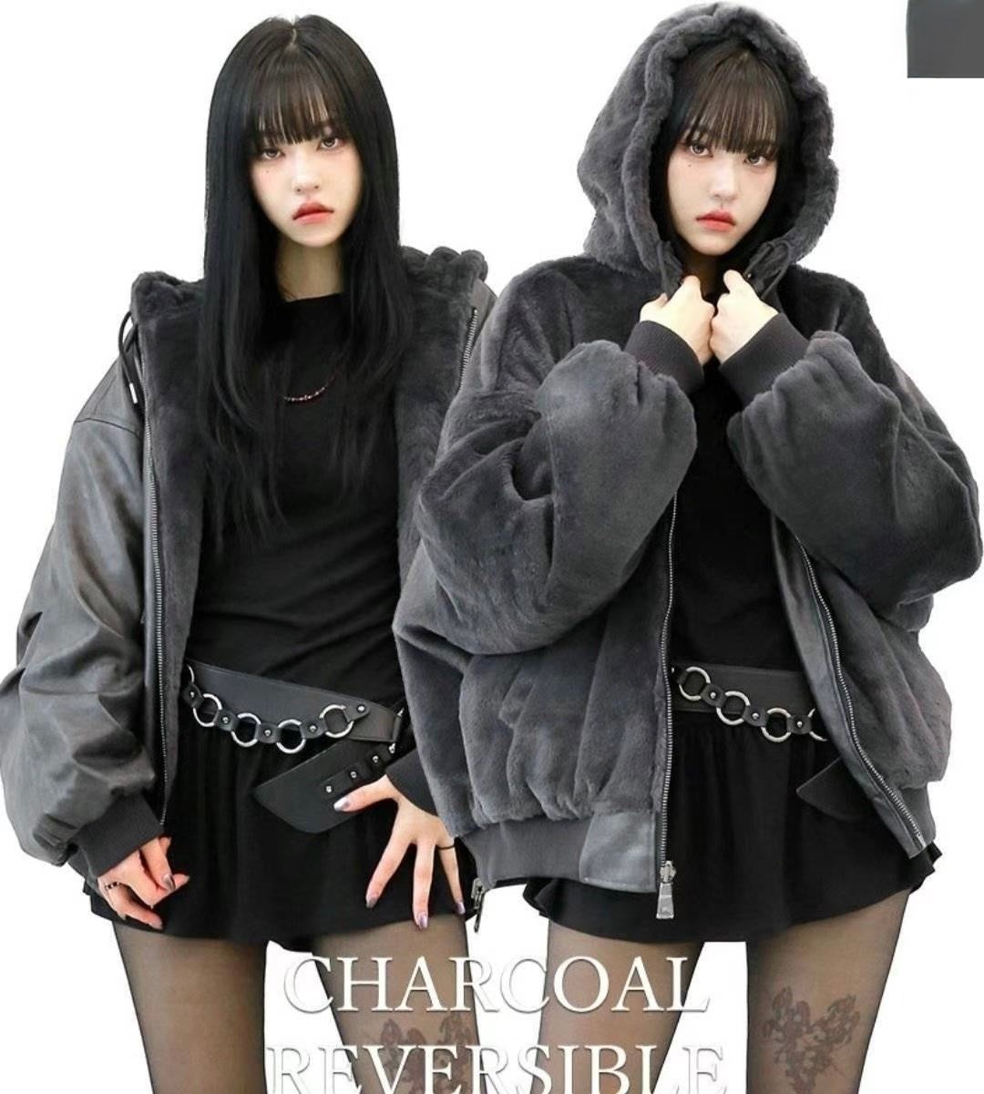 2 Face PVC Leather Jacket