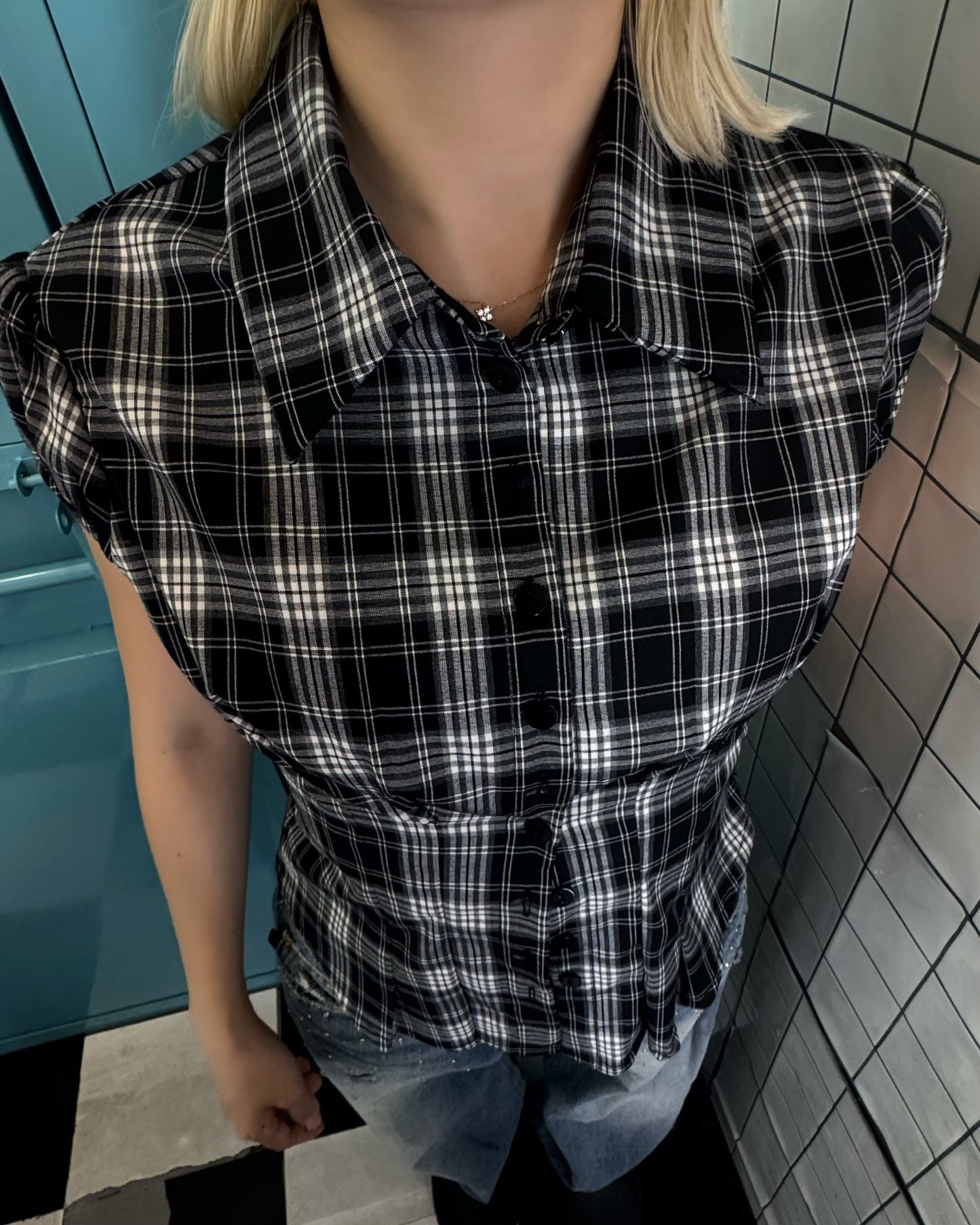 SS26 Retro Checked Puff  Blouse