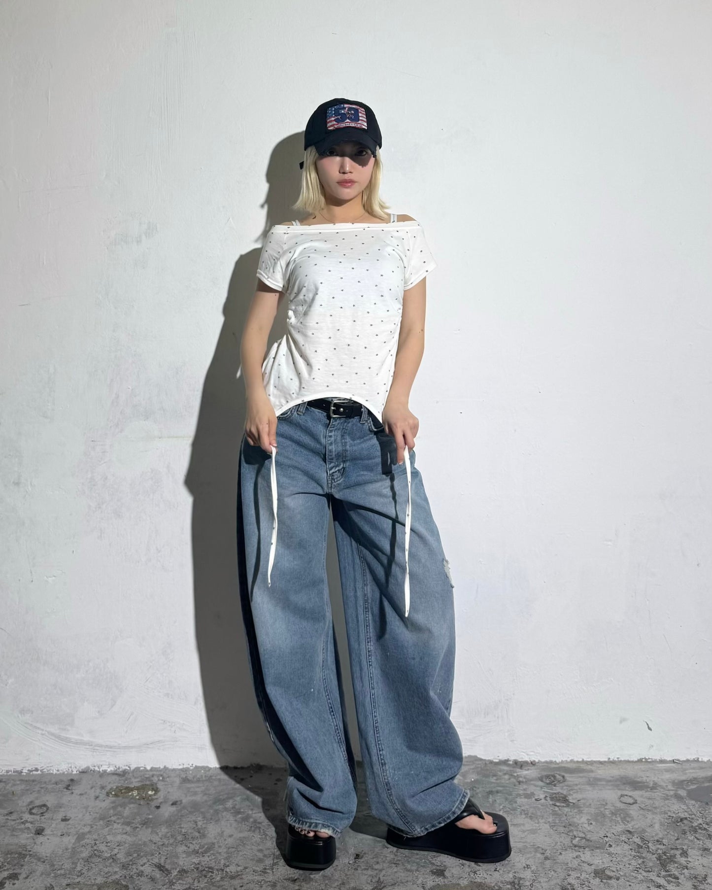 SS26 Star Print Boat Neck Top