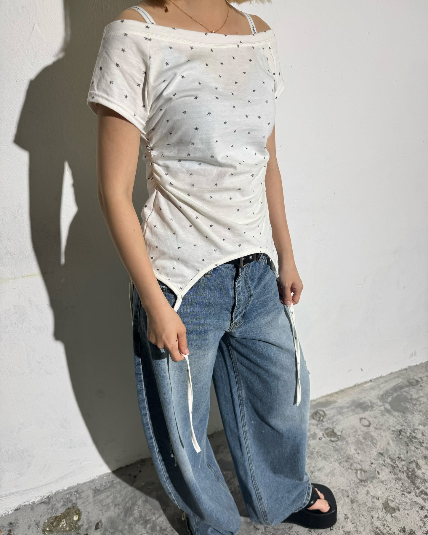 SS26 Star Print Boat Neck Top