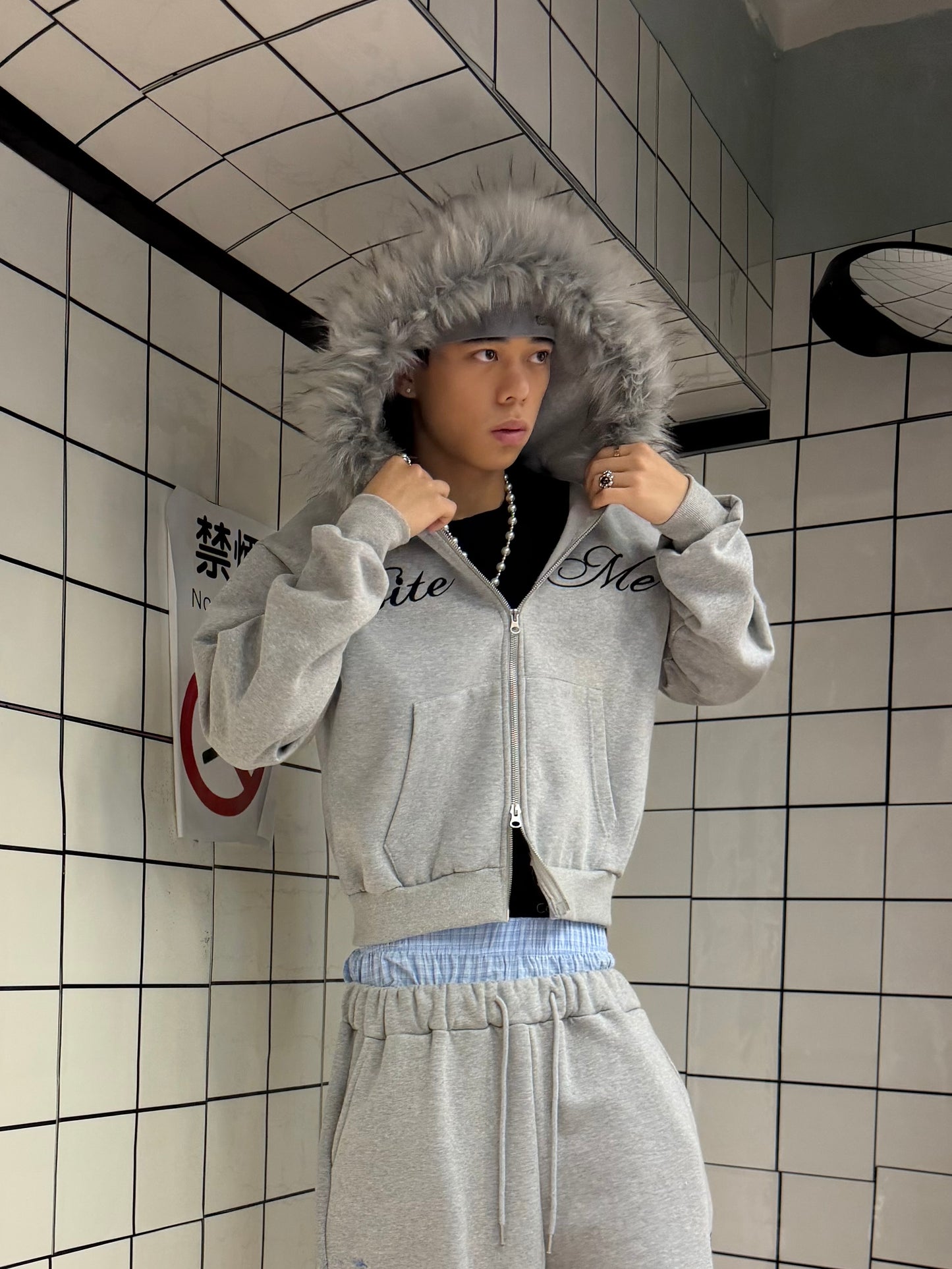 “Bite Me “Fur Zip Hoodie
