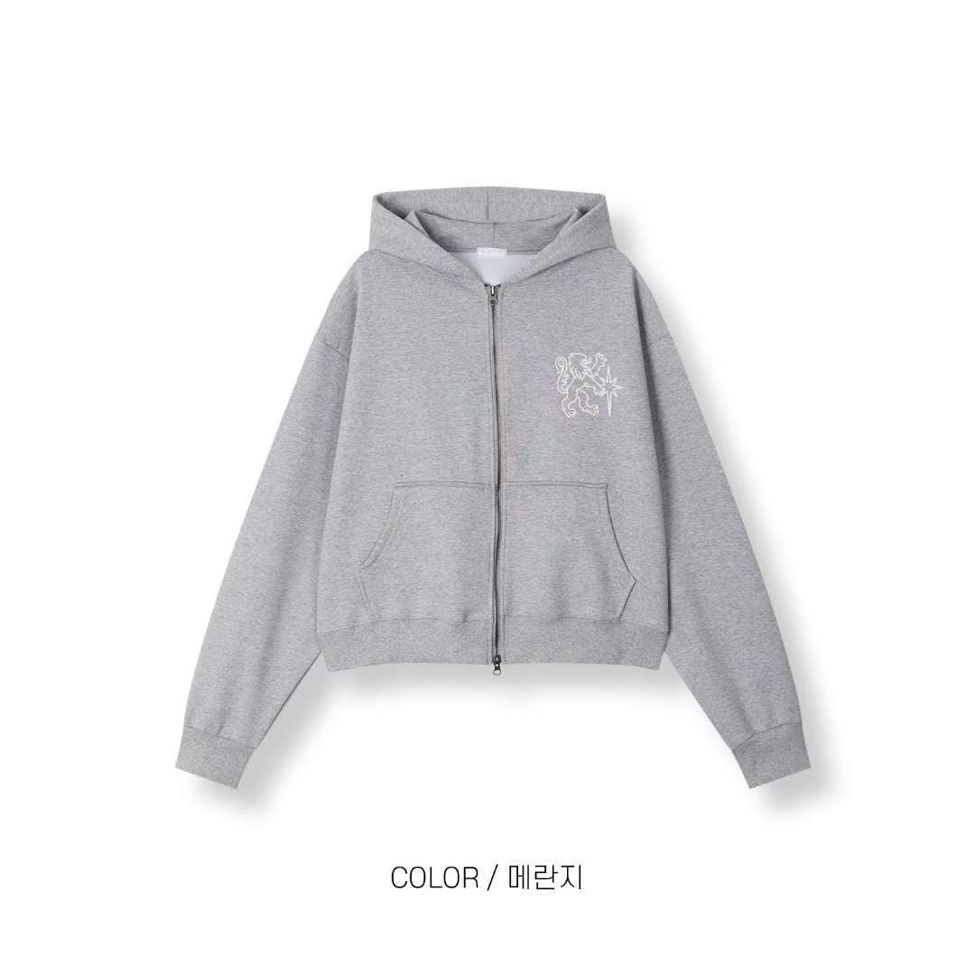 SS26 Emblem Embroidered Boxy Zip Hoodie