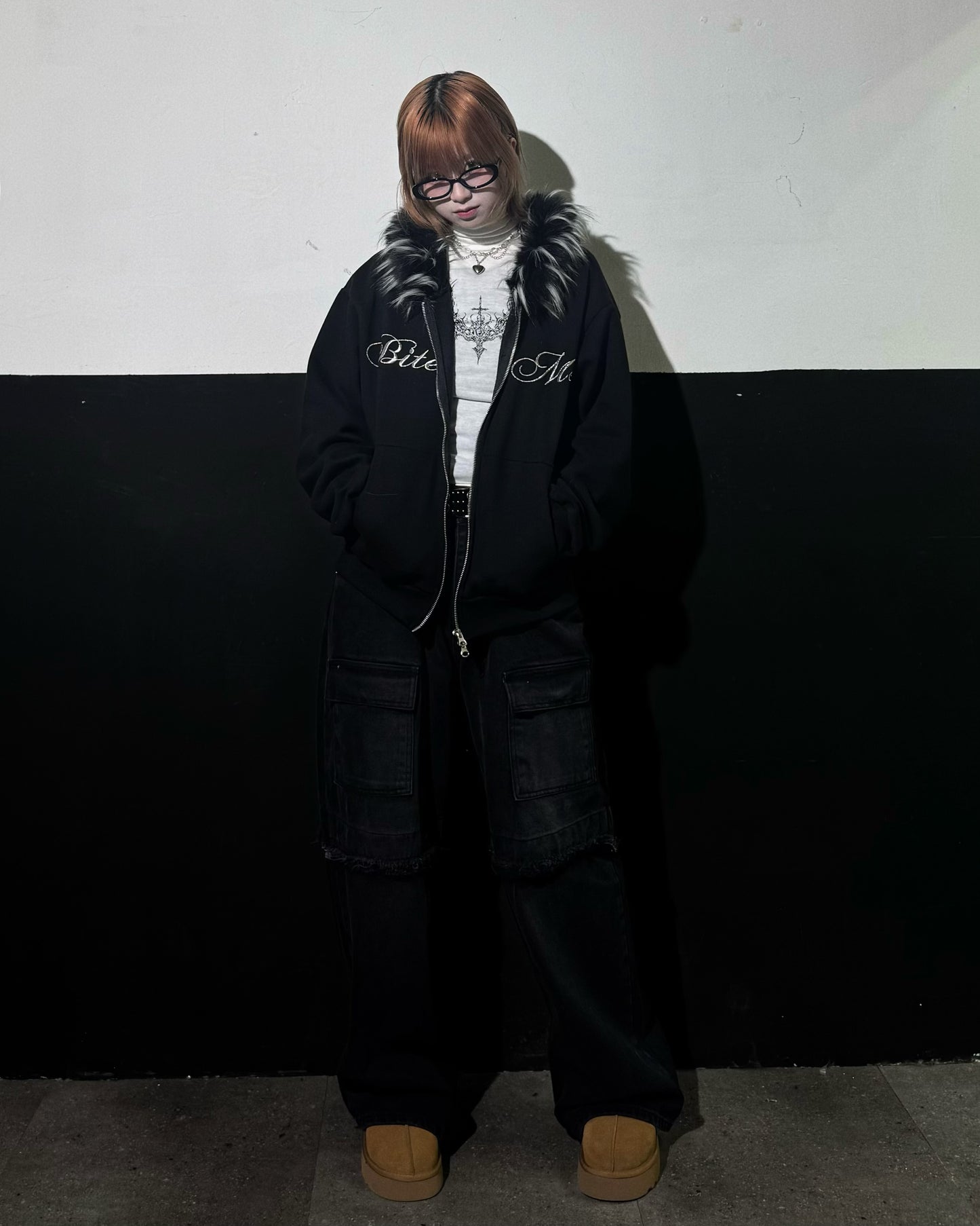 “Bite Me “Fur Zip Hoodie