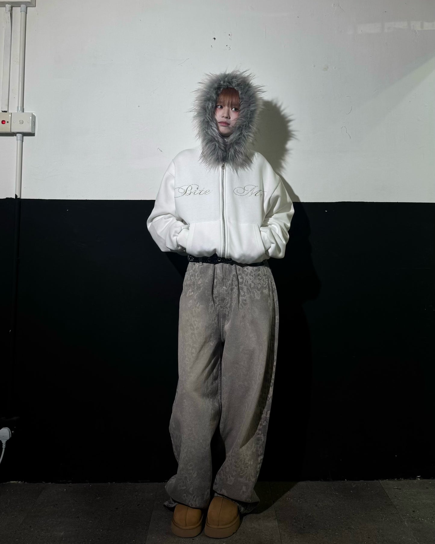 “Bite Me “Fur Zip Hoodie