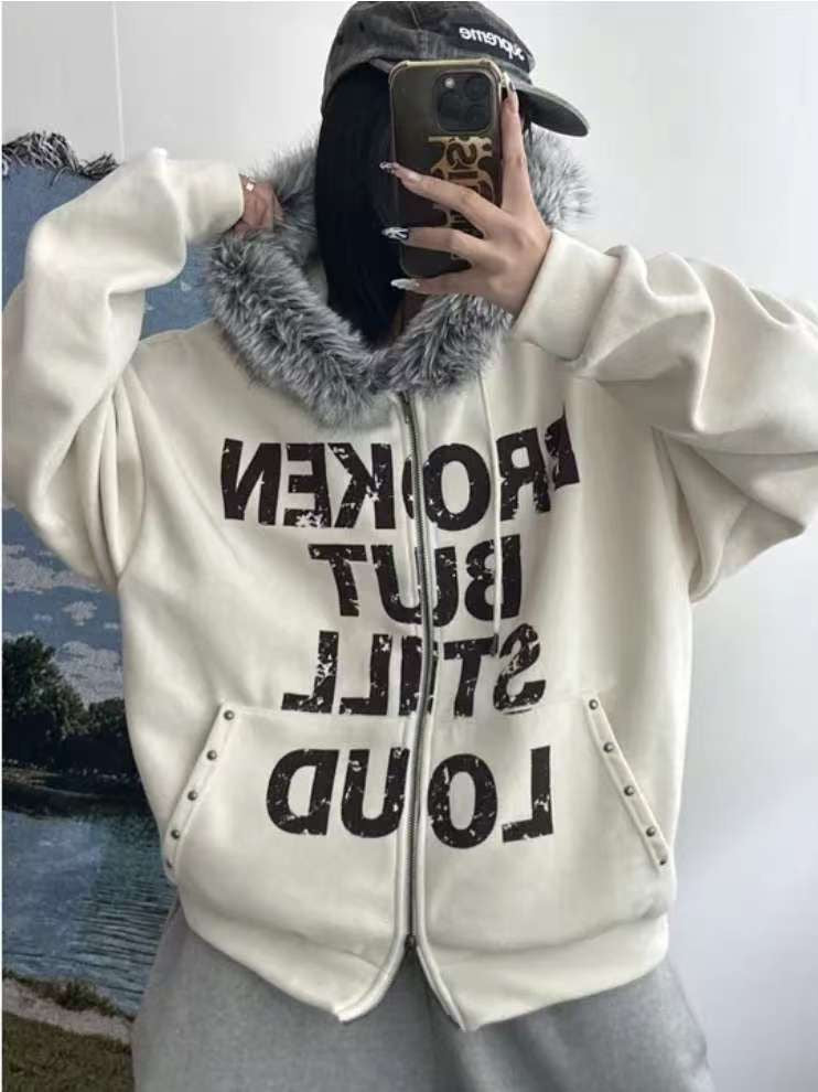 Corduroy Fur Zip Jacket