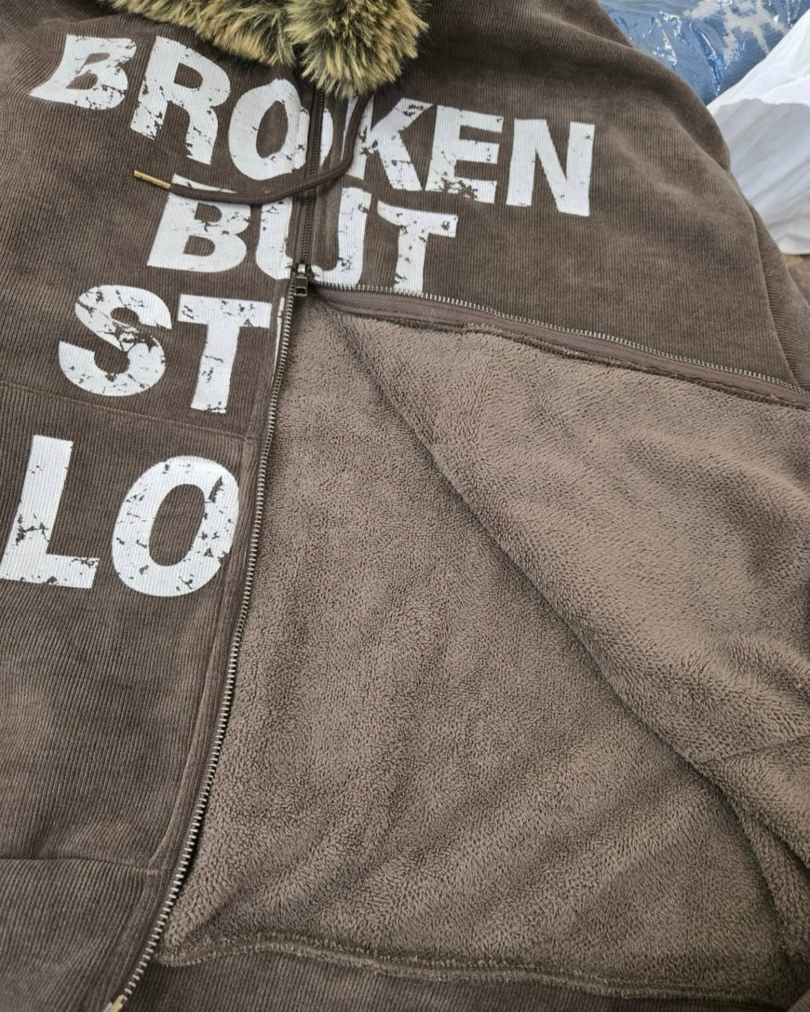 Corduroy Fur Zip Jacket