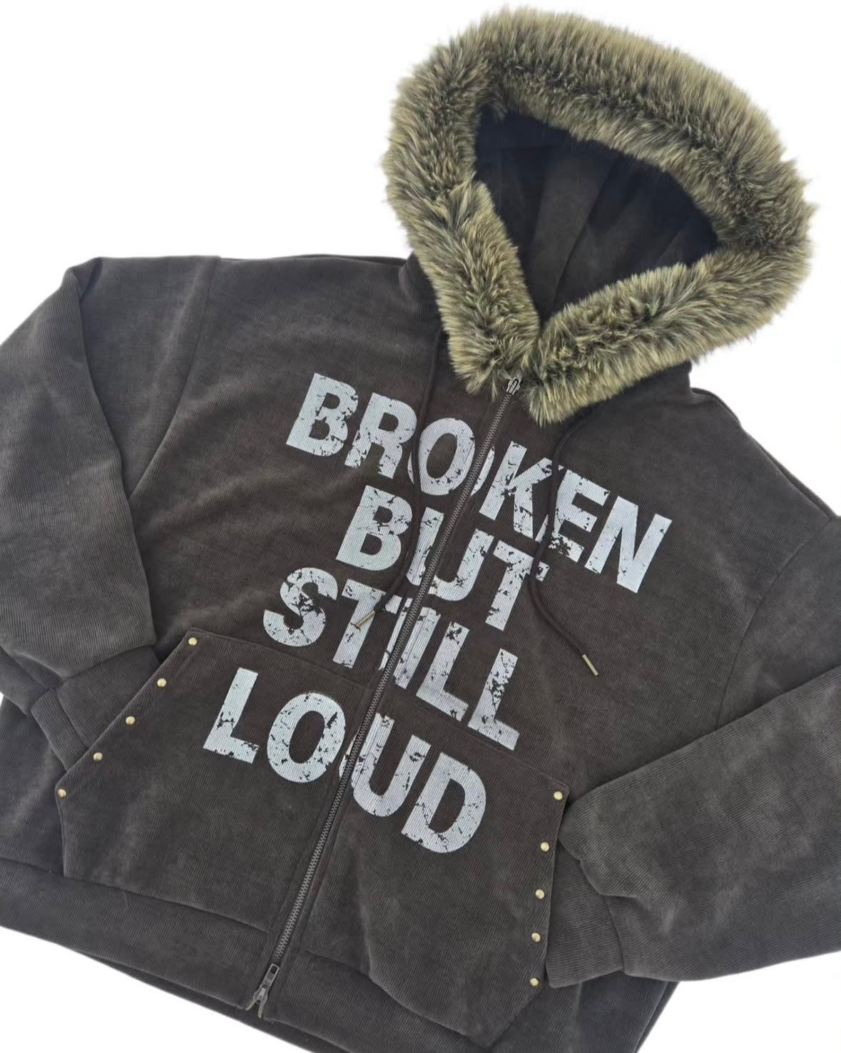 Corduroy Fur Zip Jacket