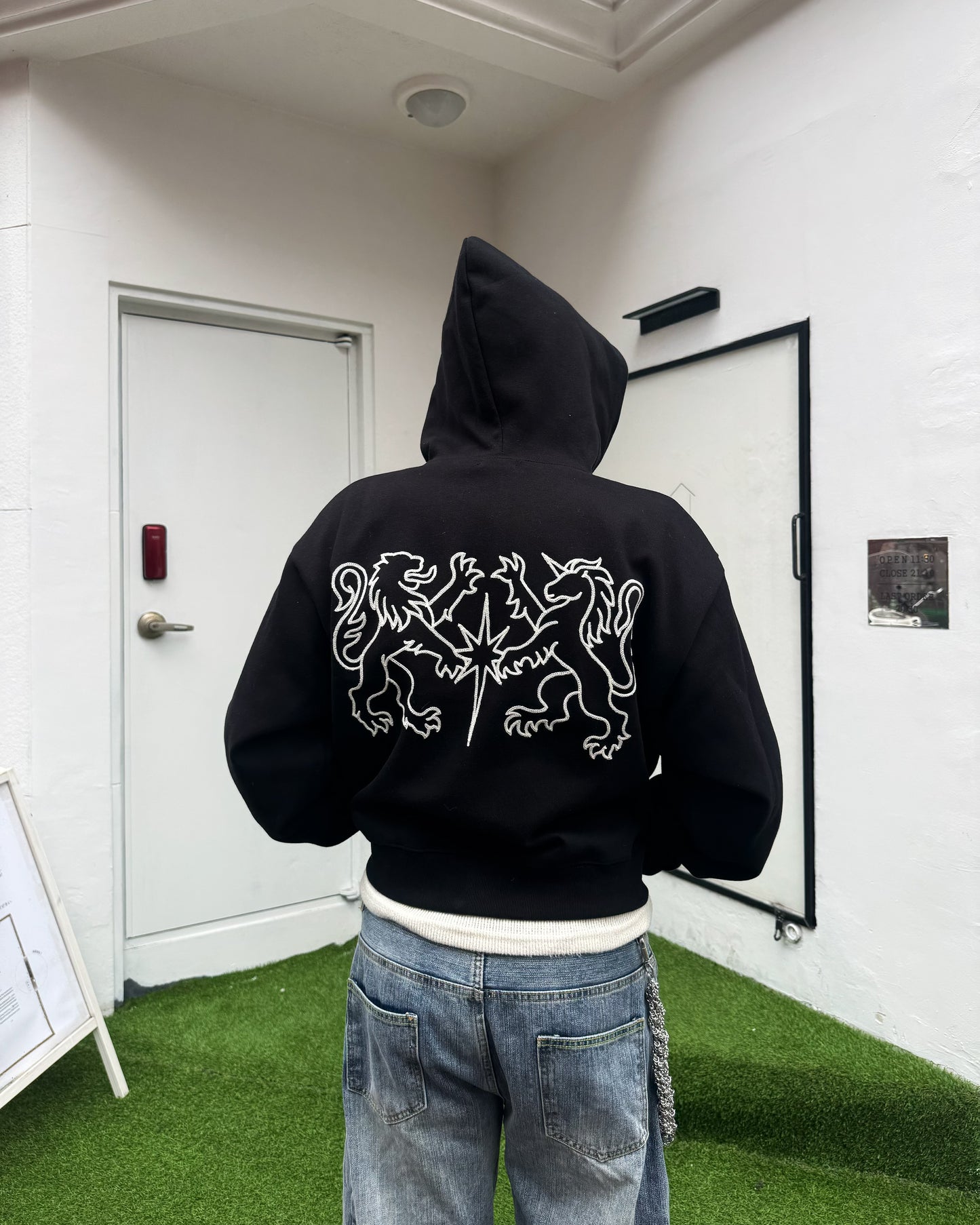 SS26 Emblem Embroidered Boxy Zip Hoodie