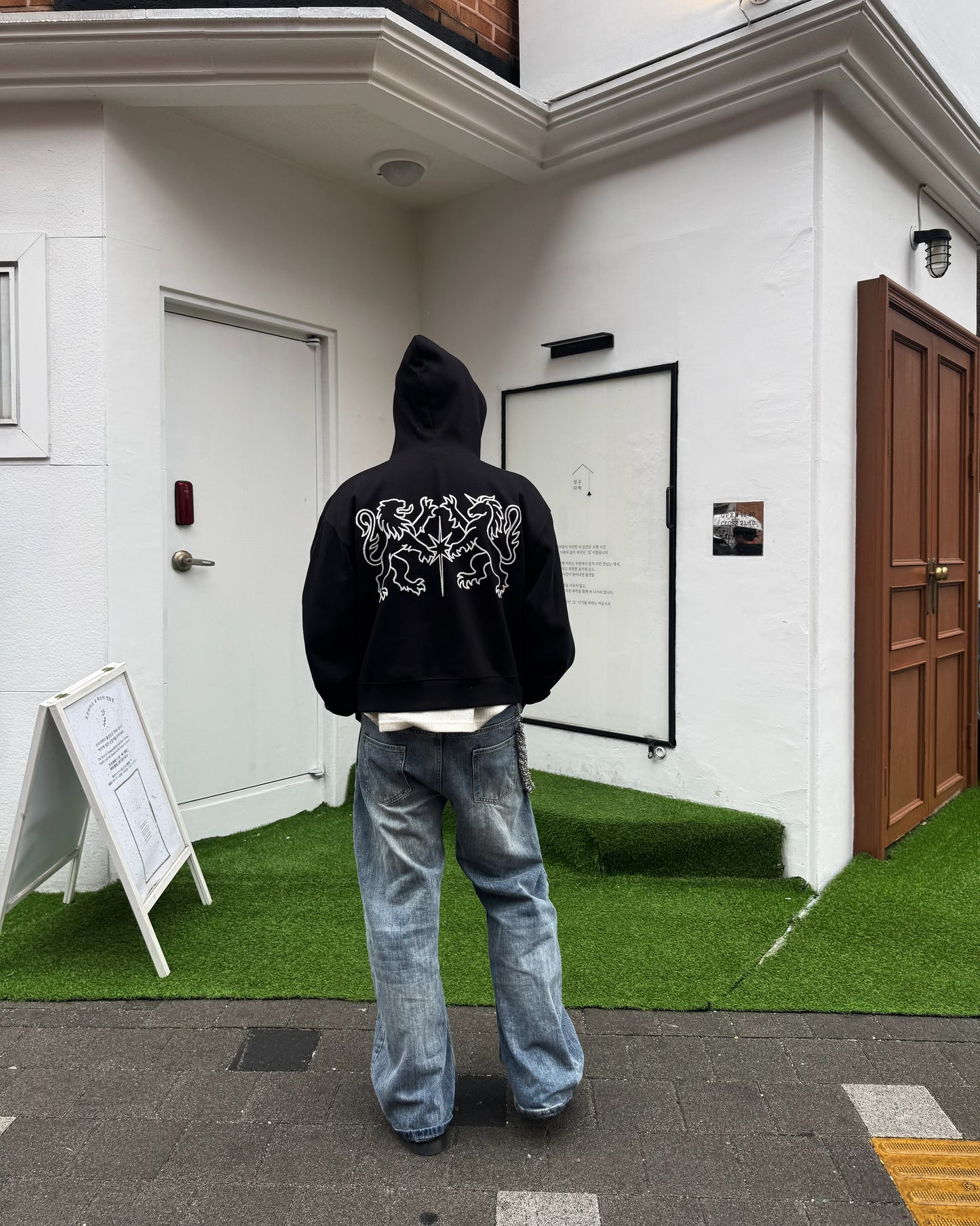 SS26 Emblem Embroidered Boxy Zip Hoodie